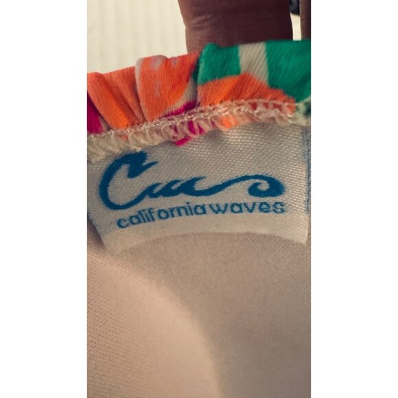 2/$30 NWT California Waves L Floral Halter Bikini Top Padded Double Tie Back - Picture 8 of 14